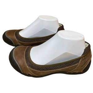 Ahnu Women’s Size 6.5 Brown Leather/Mesh Bumper Toe Casual Comfort Shoe Flats